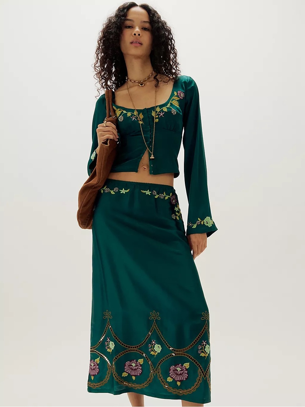 FREE PEOPLE Autumn Bloom Midi Skirt Set NWT Size XS
